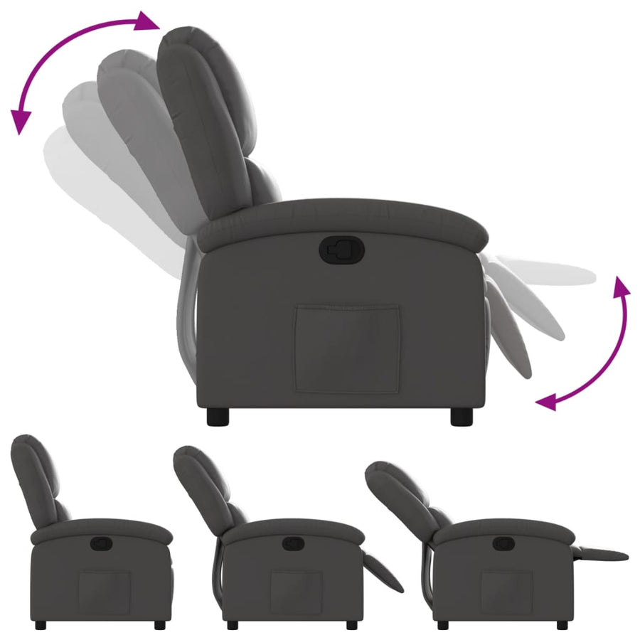 Relaxfauteuil Grijs Echt Leer