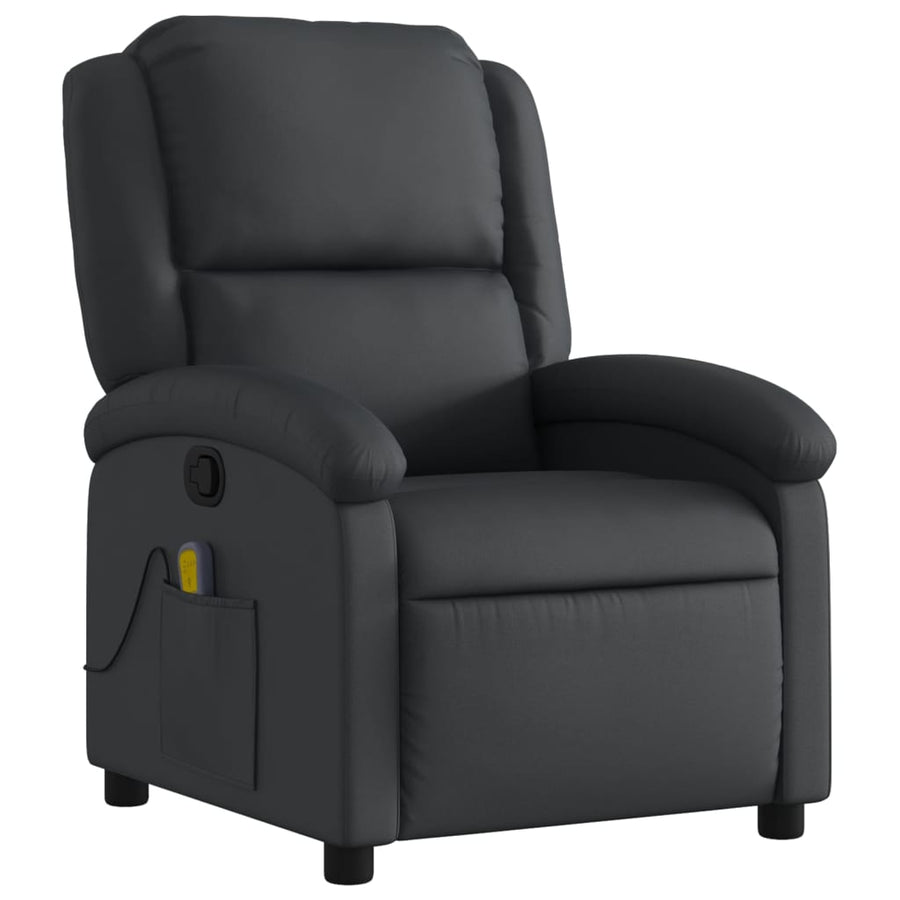 Massagestoel van echt leer, zwart