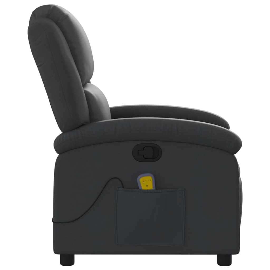 Massagestoel van echt leer, zwart