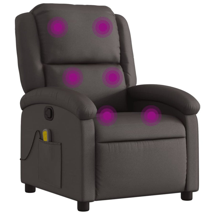 Massagestoel van echt leer, donkerbruin