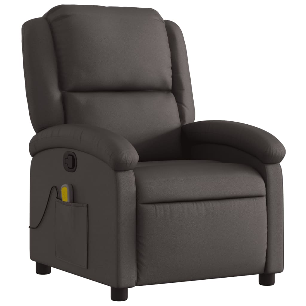 Massagestoel van echt leer, donkerbruin