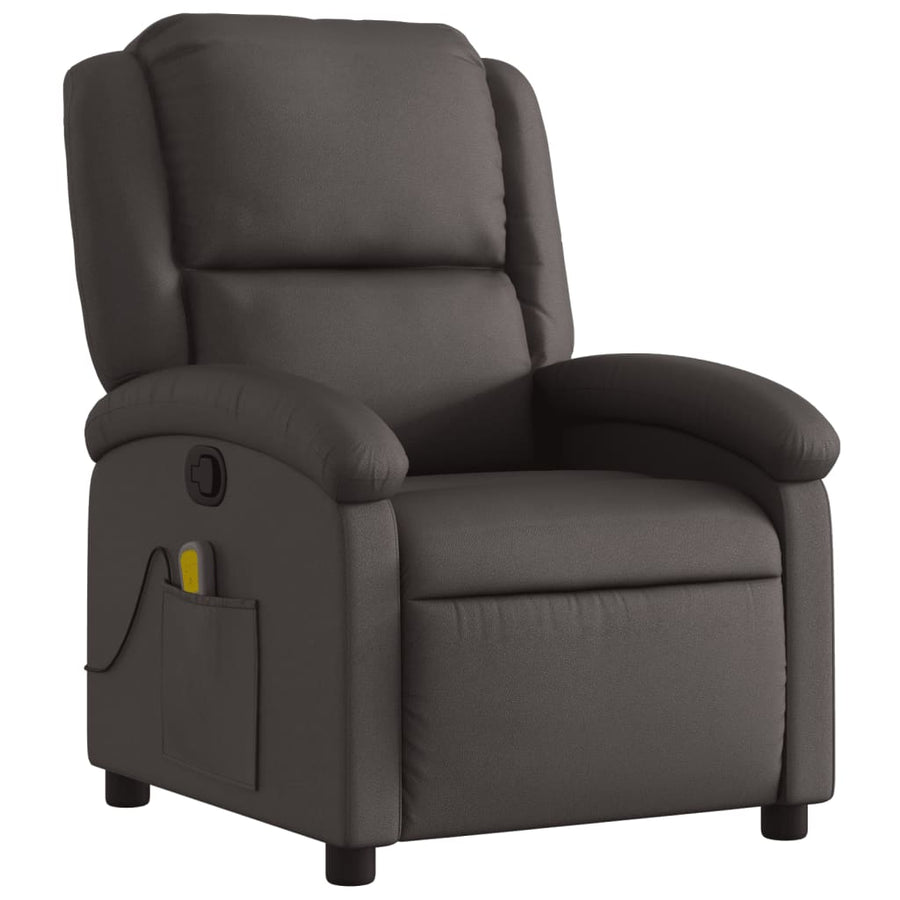 Massagestoel van echt leer, donkerbruin