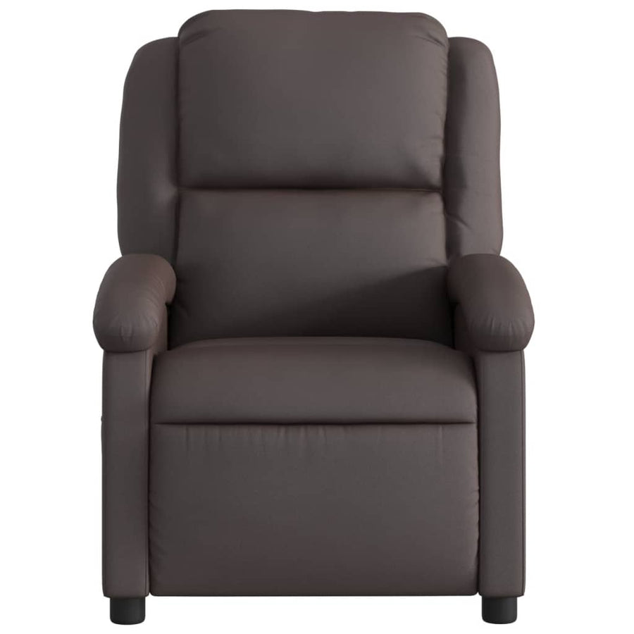Massagestoel van echt leer, donkerbruin