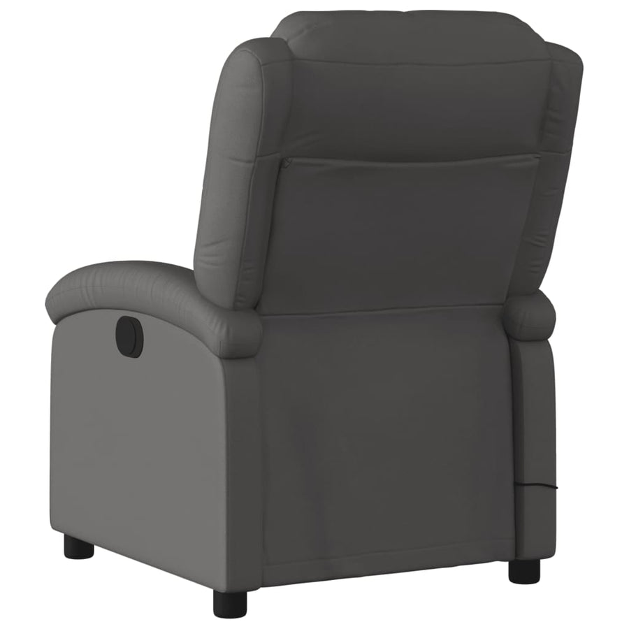 Massagestoel van echt leer, grijs