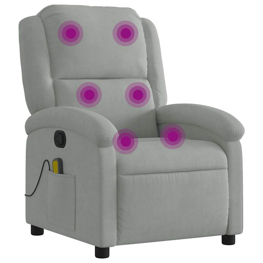 Massagestoel lichtgrijs fluweel