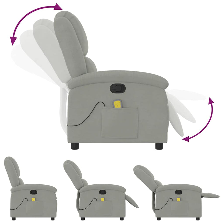 Massagestoel lichtgrijs fluweel