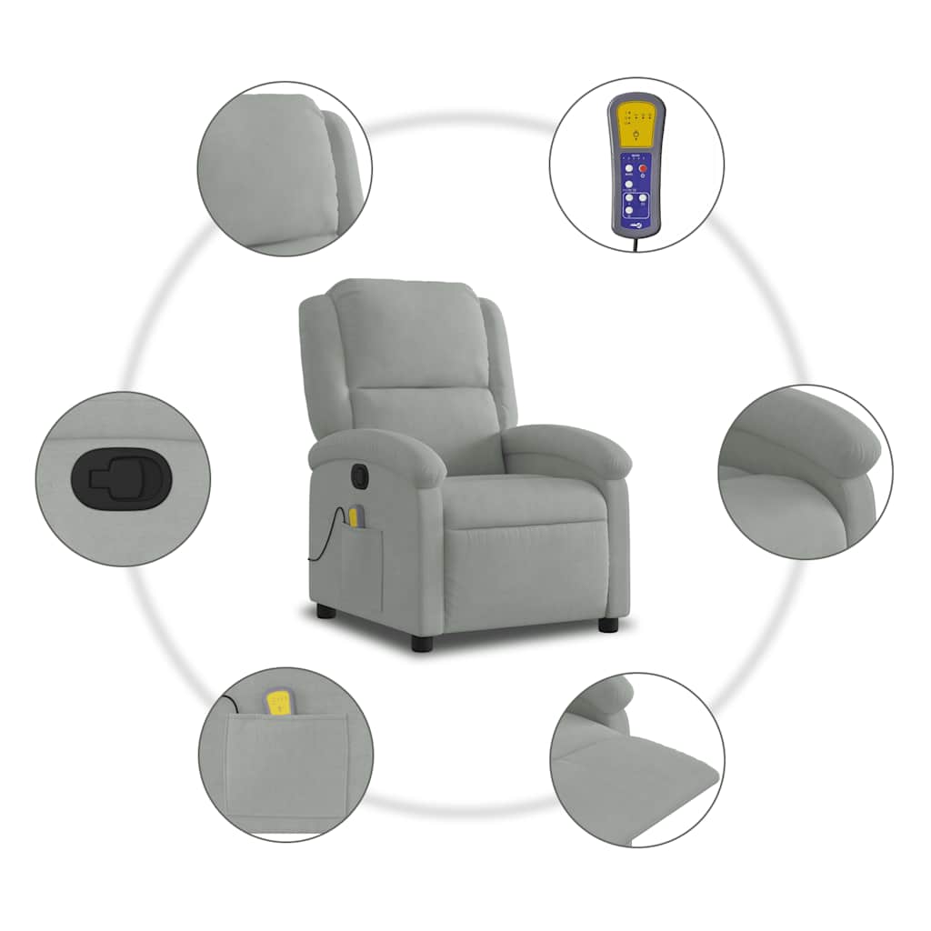 Massagestoel lichtgrijs fluweel
