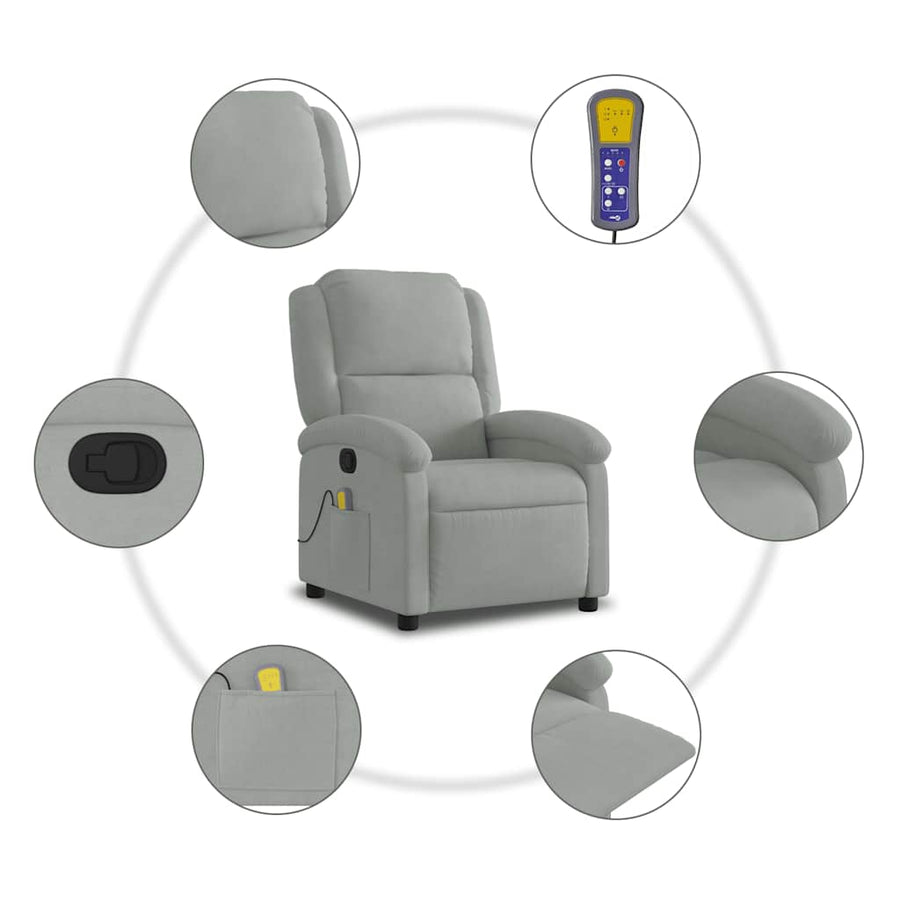 Massagestoel lichtgrijs fluweel