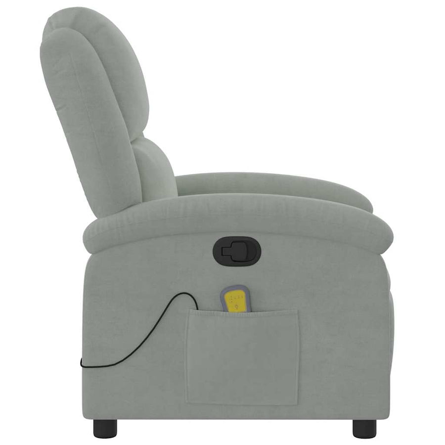 Massagestoel lichtgrijs fluweel