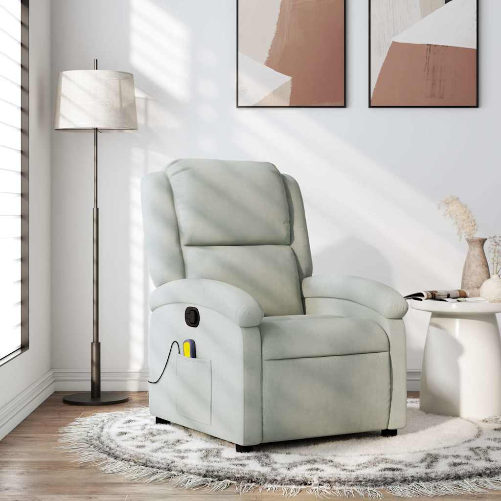 Massagestoel lichtgrijs fluweel