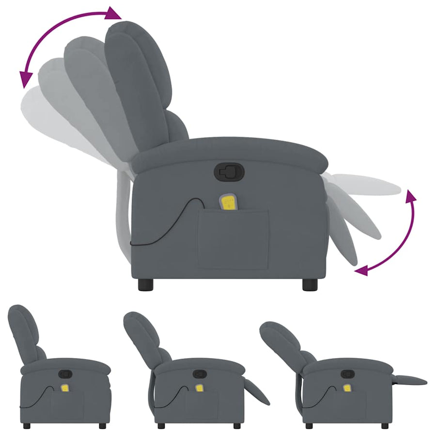 Massagestoel in donkergrijs fluweel