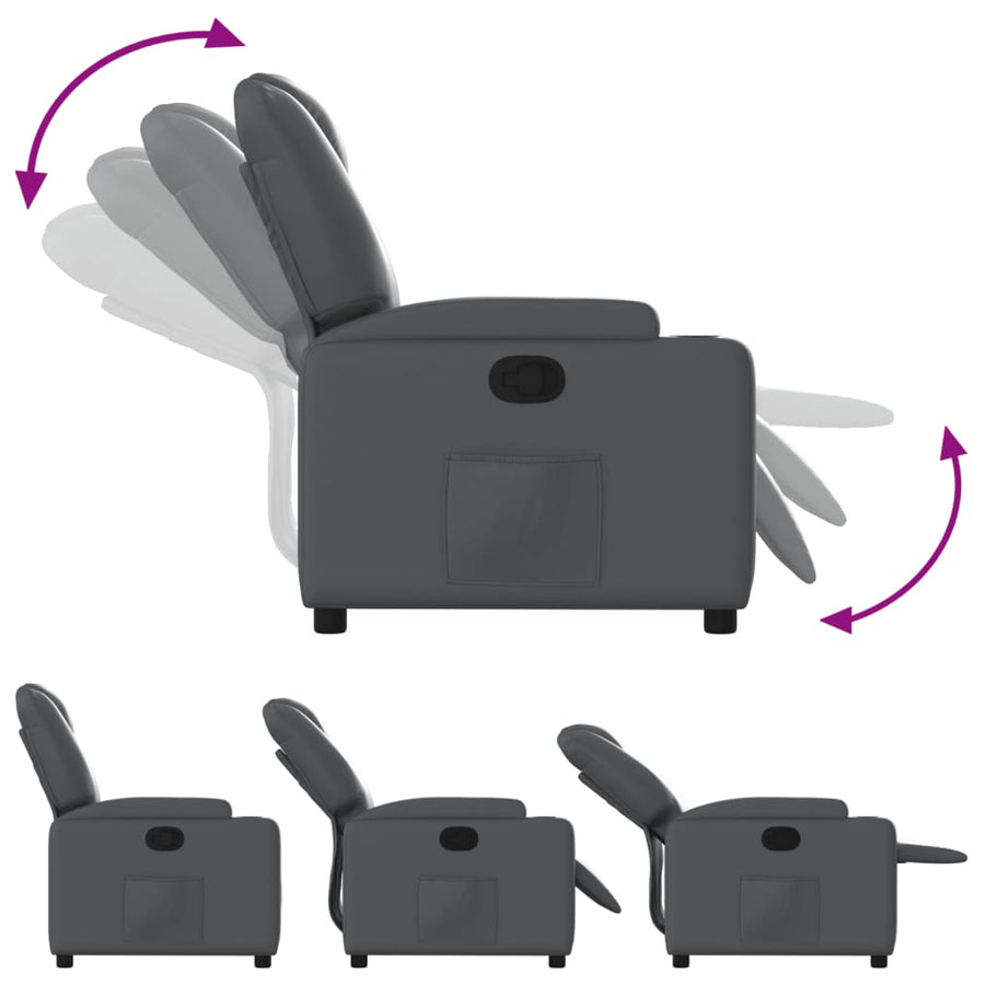 Relaxfauteuil grijs kunstleer