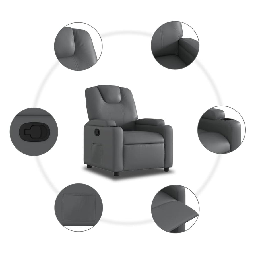 Relaxfauteuil grijs kunstleer