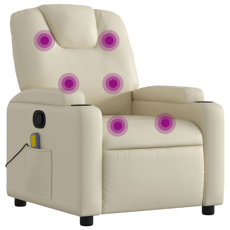Massagestoel van kunstleer in crèmekleur