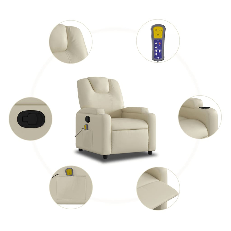 Massagestoel van kunstleer in crèmekleur