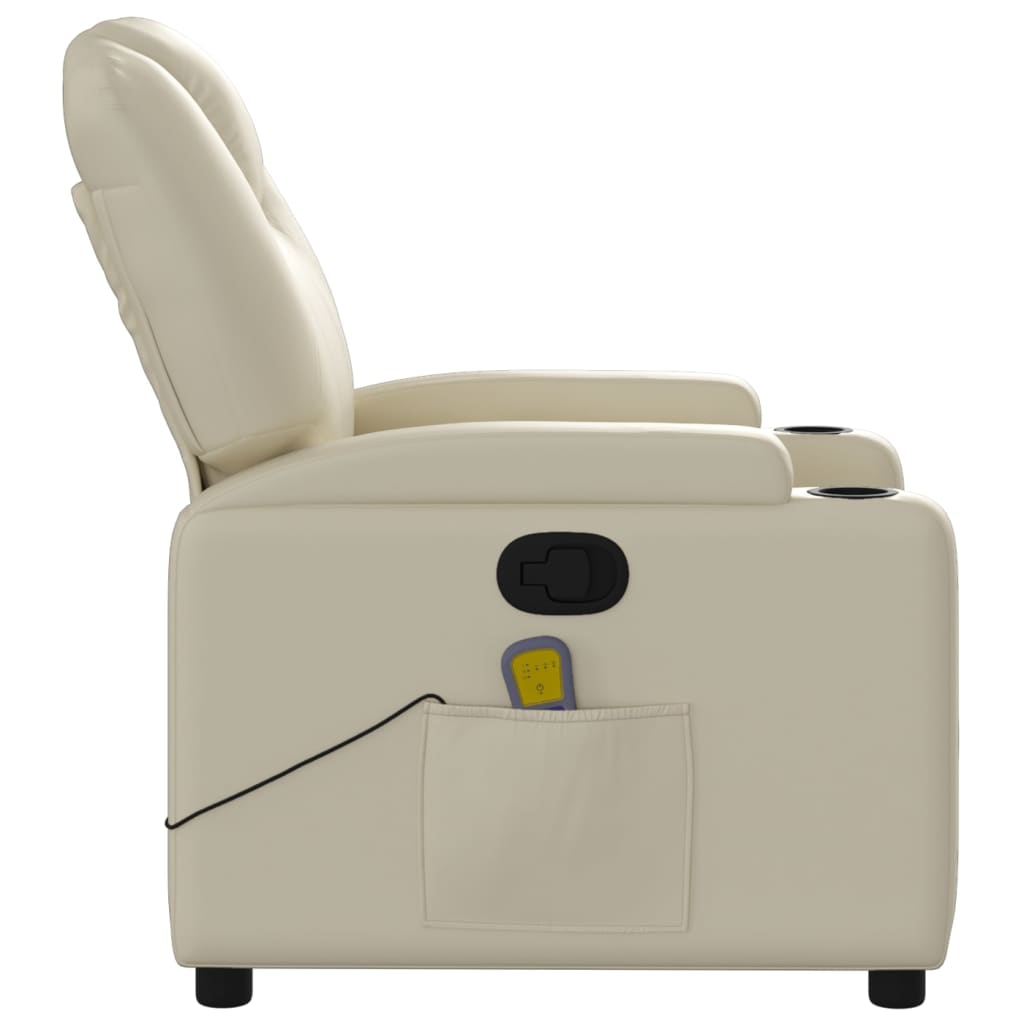 Massagestoel van kunstleer in crèmekleur