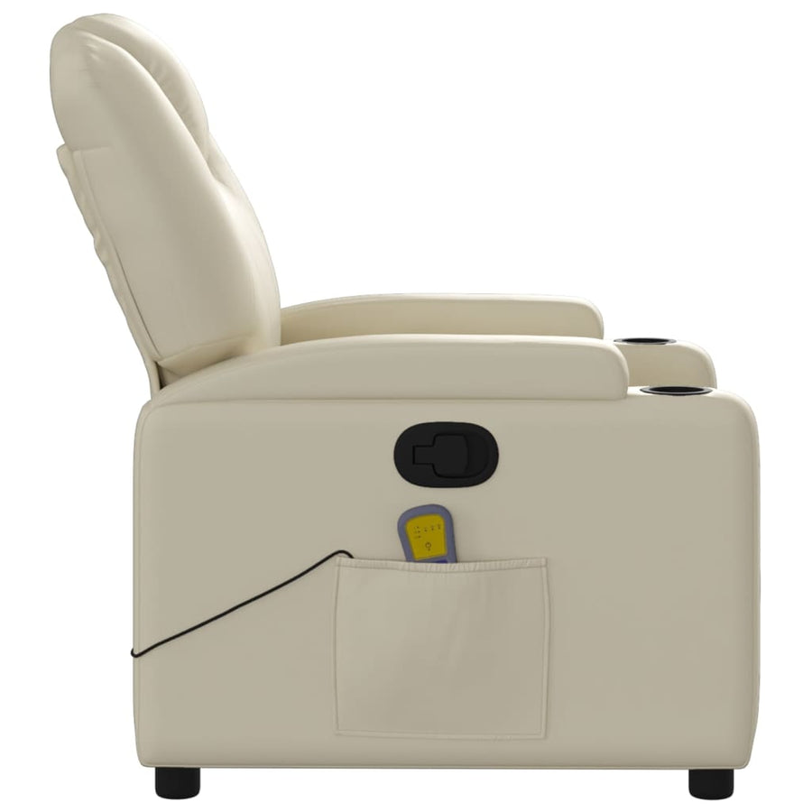 Massagestoel van kunstleer in crèmekleur