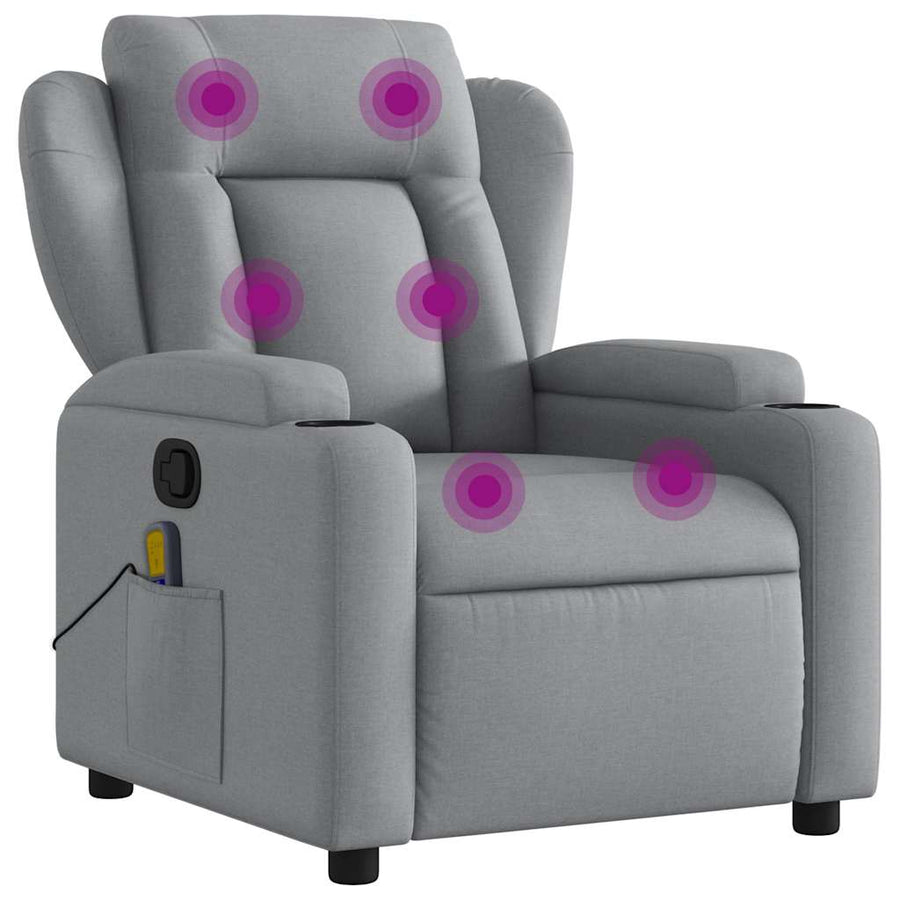 Massagestoel met lichtgrijze stof