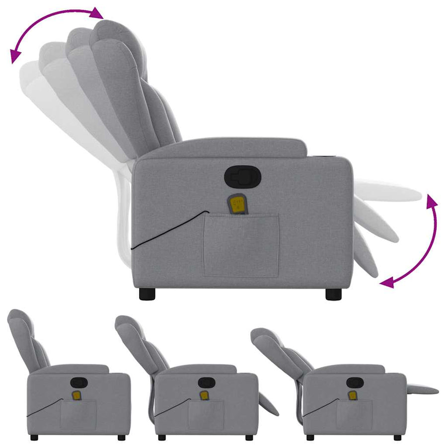 Massagestoel met lichtgrijze stof