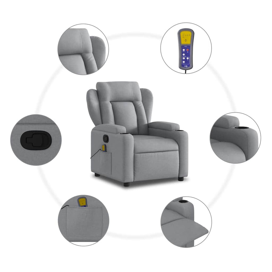 Massagestoel met lichtgrijze stof