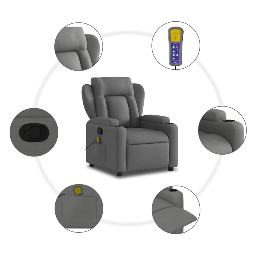 Massagestoel in donkergrijze stof