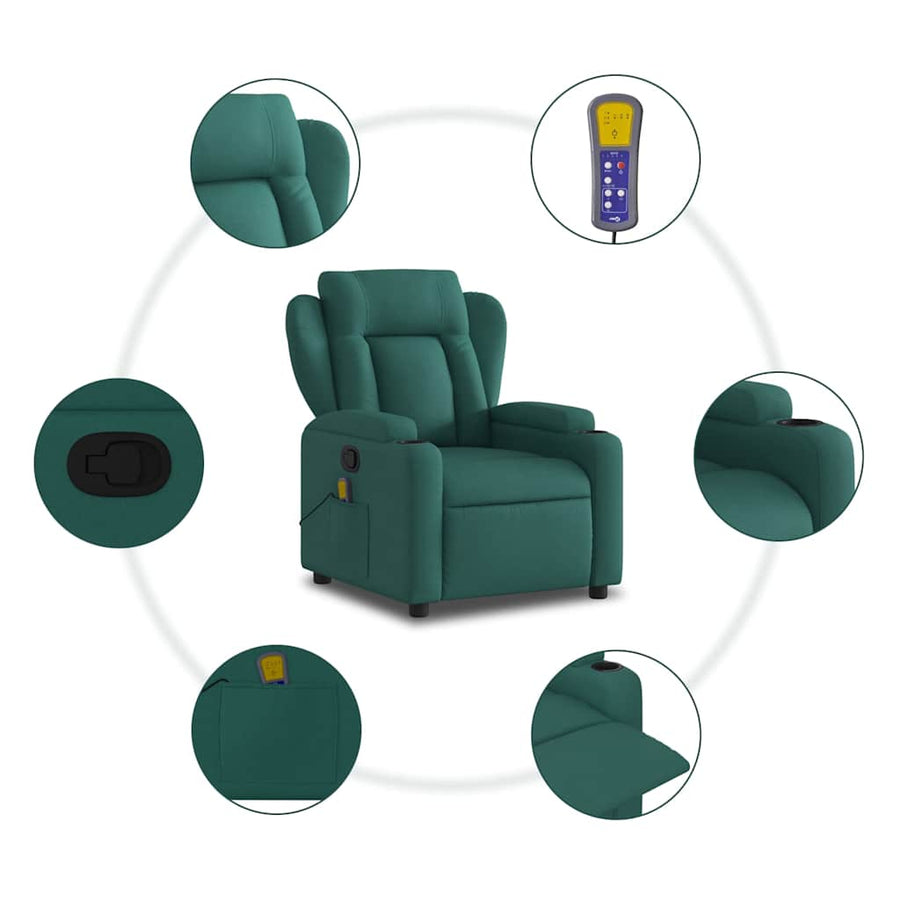 Massagestoel met donkergroene stof