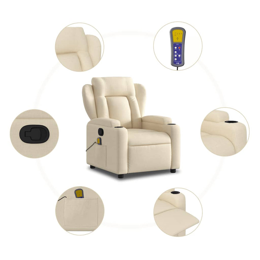 Massagestoel met crèmekleurige stof