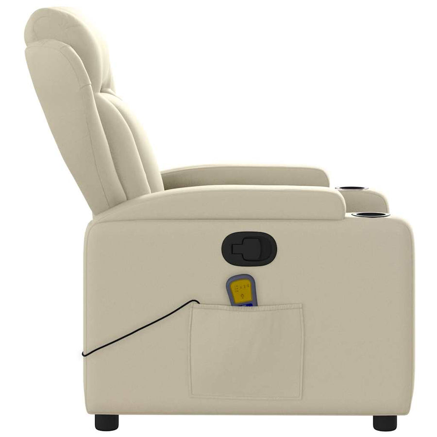 Massagestoel van kunstleer in crèmekleur