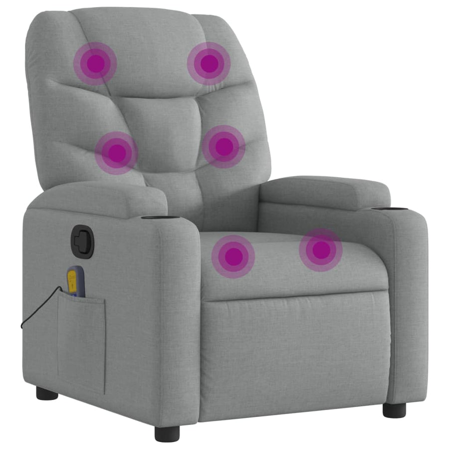 Massagestoel met lichtgrijze stof