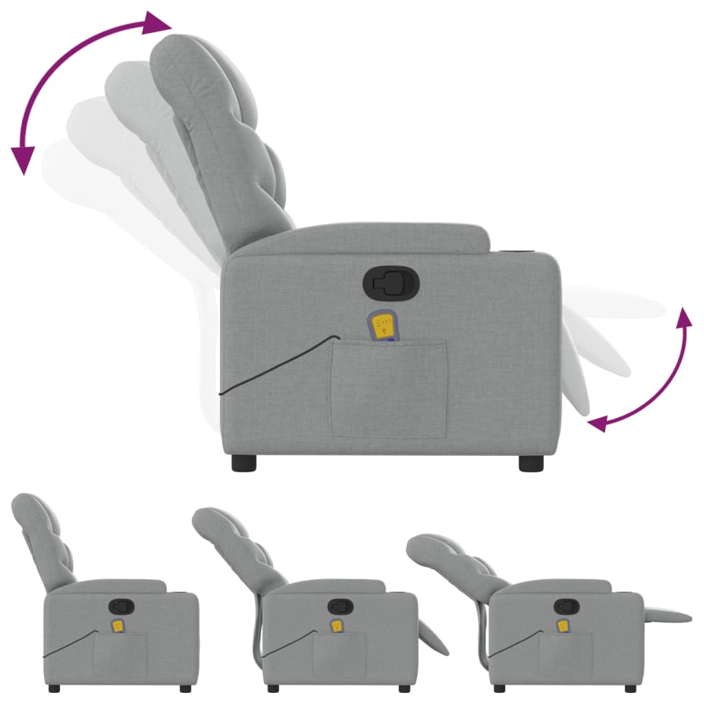 Massagestoel met lichtgrijze stof