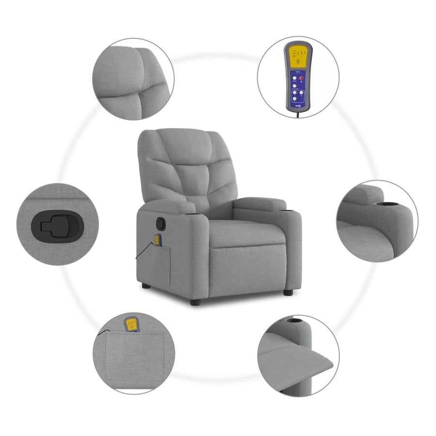 Massagestoel met lichtgrijze stof