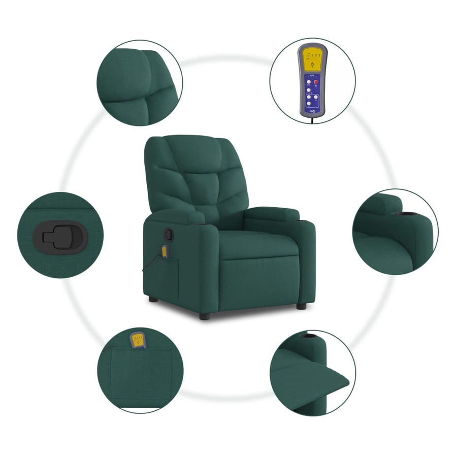 Massagestoel met donkergroene stof