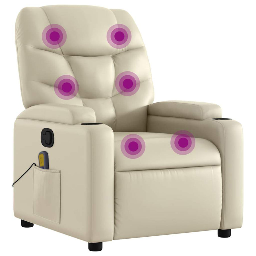 Massagestoel van kunstleer in crèmekleur