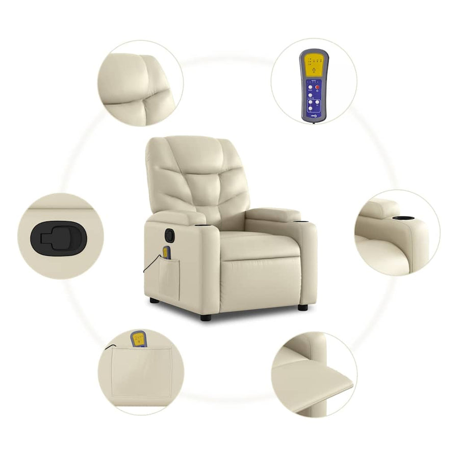 Massagestoel van kunstleer in crèmekleur