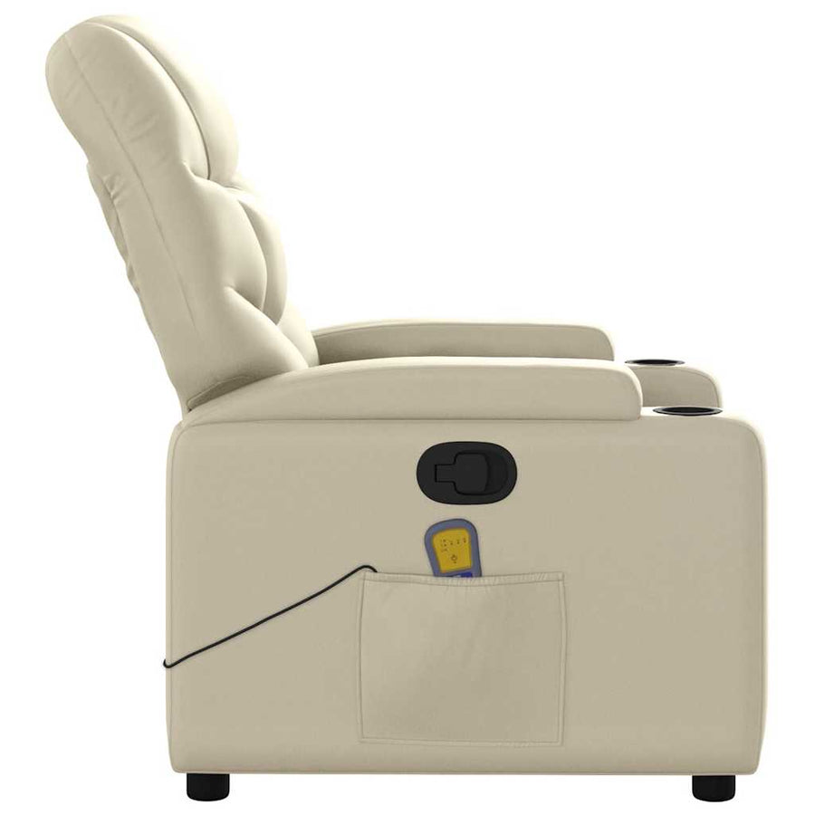 Massagestoel van kunstleer in crèmekleur