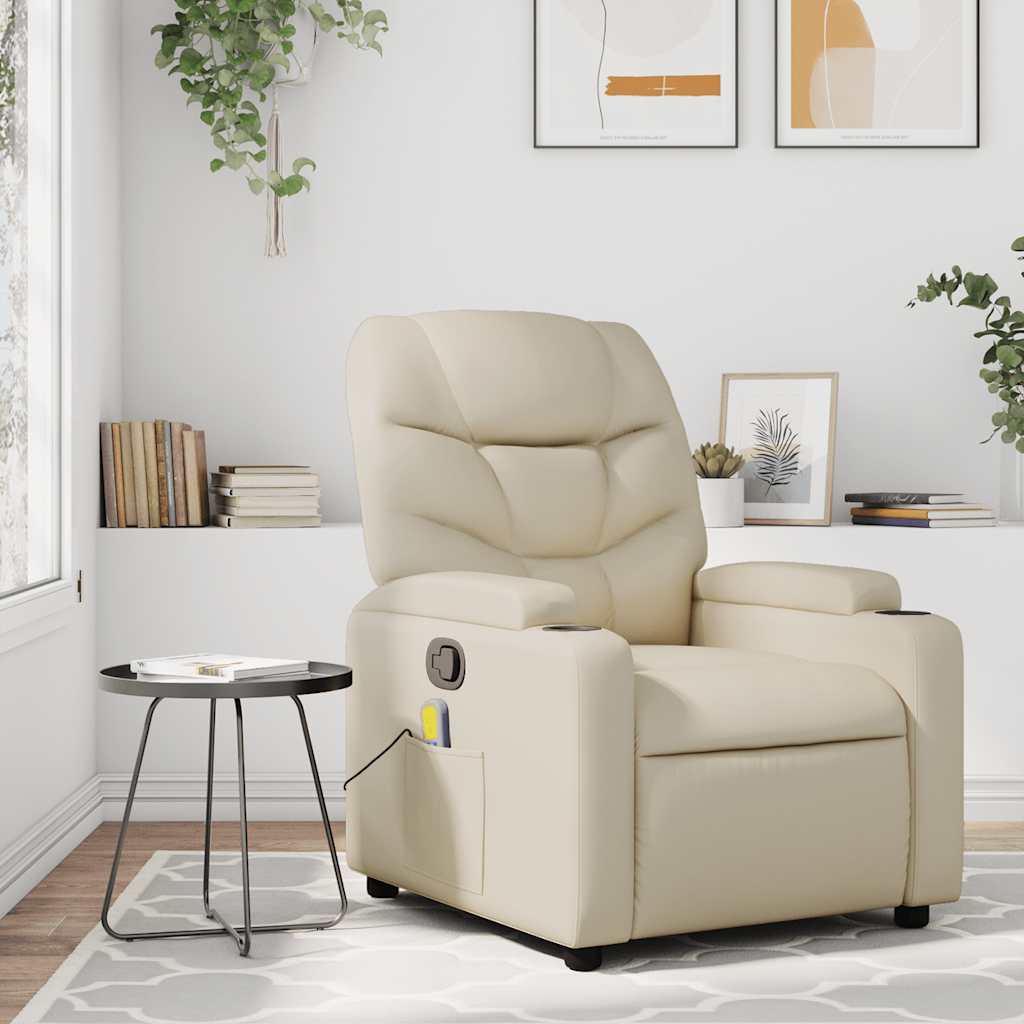 Massagestoel van kunstleer in crèmekleur
