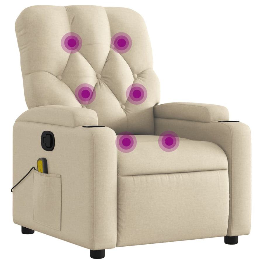 Massagestoel met crèmekleurige stof