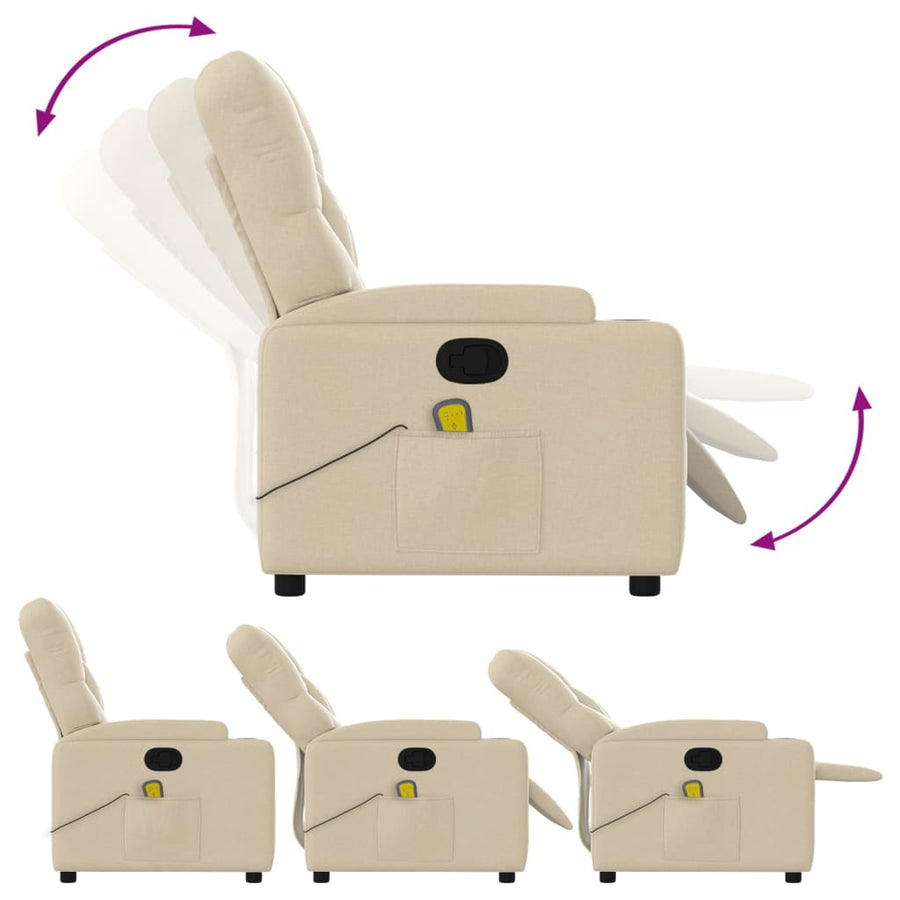 Massagestoel met crèmekleurige stof