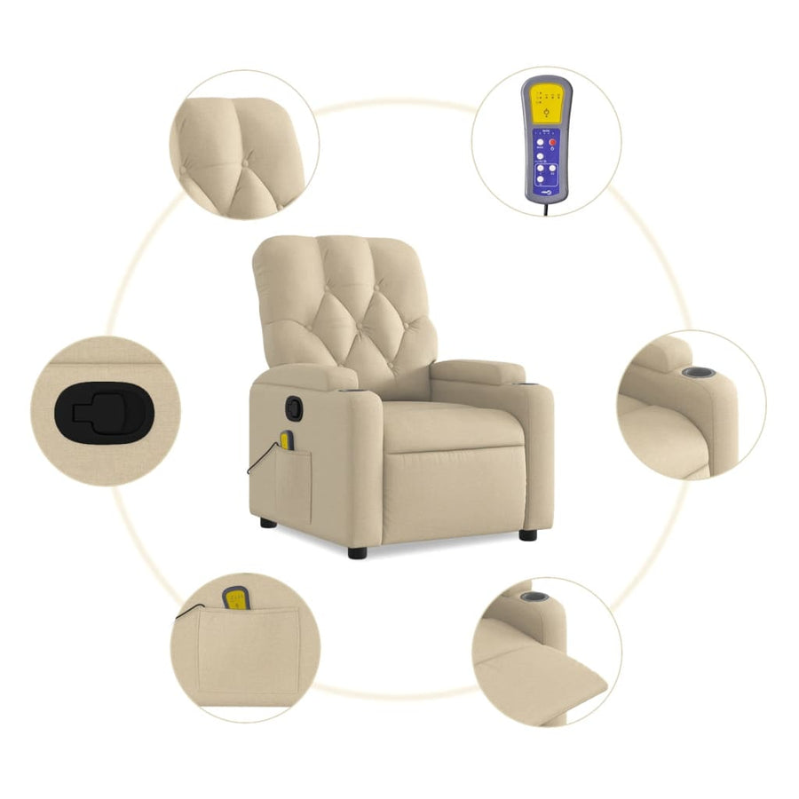 Massagestoel met crèmekleurige stof