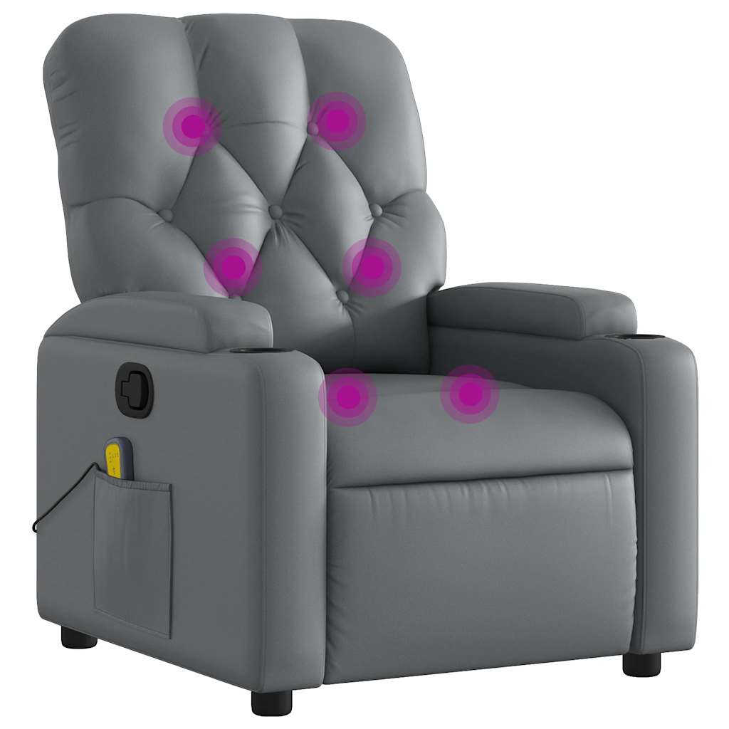 Massagestoel van grijs kunstleer