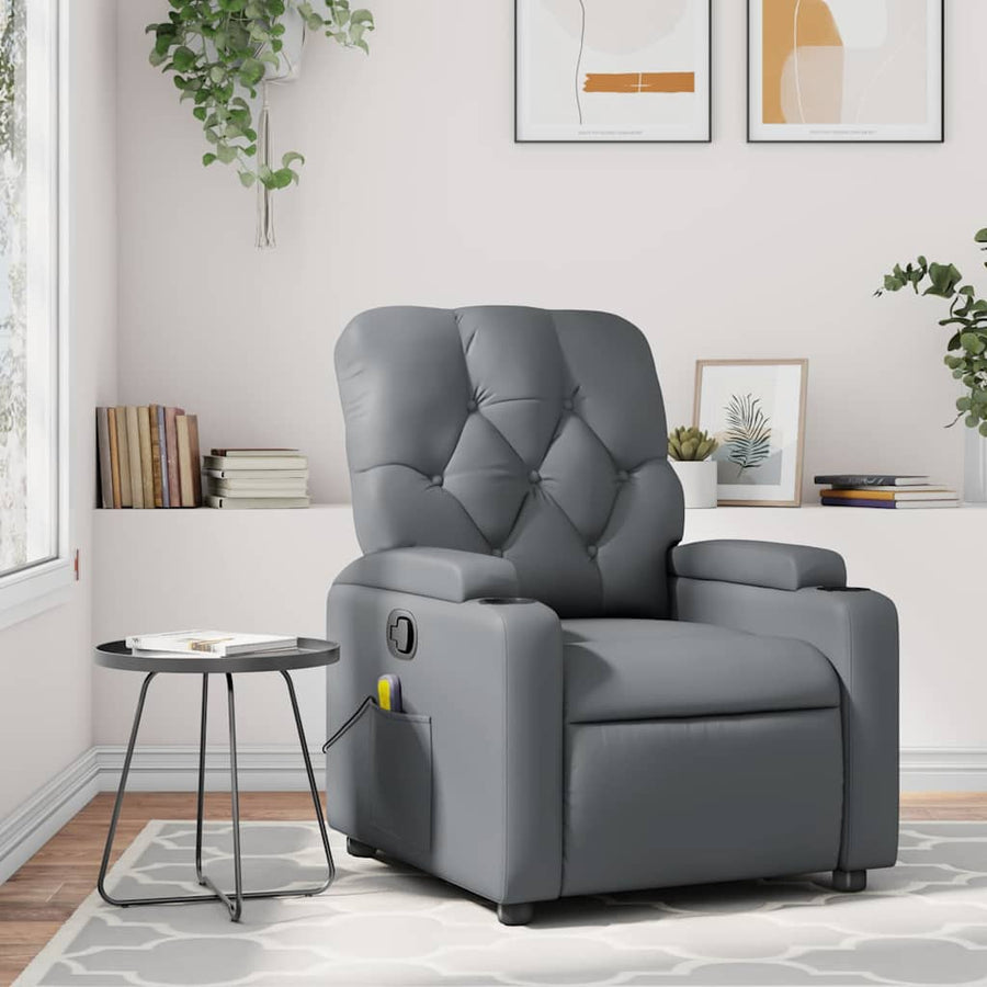 Massagestoel van grijs kunstleer