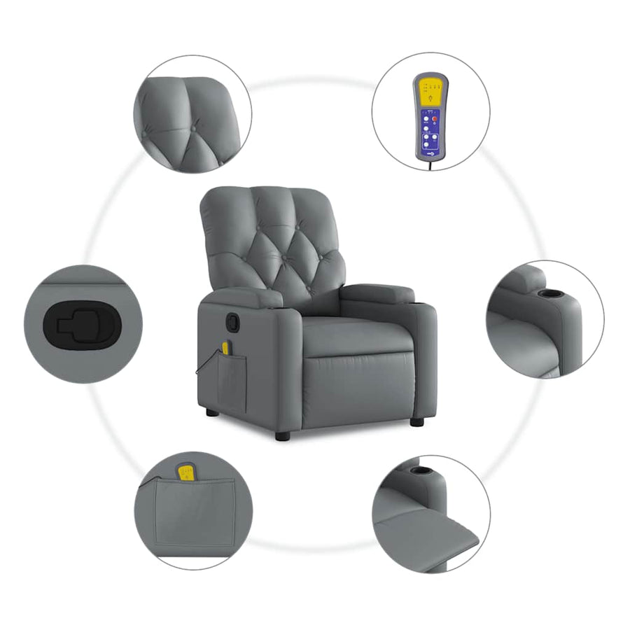 Massagestoel van grijs kunstleer
