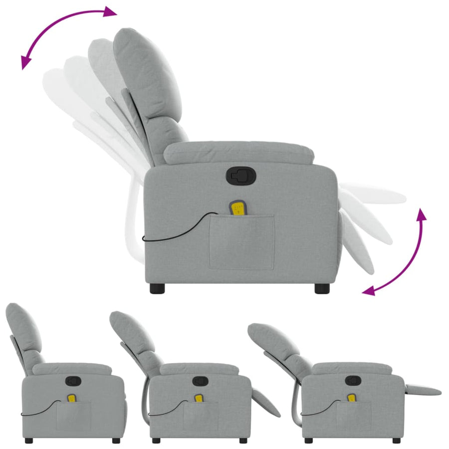 Massagestoel met lichtgrijze stof