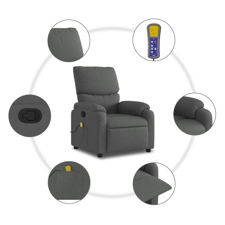 Massagestoel in donkergrijze stof