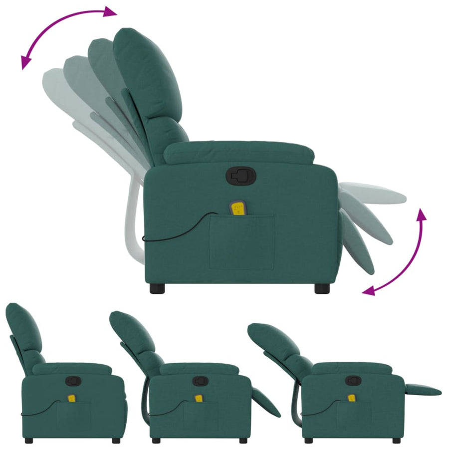 Massagestoel met donkergroene stof