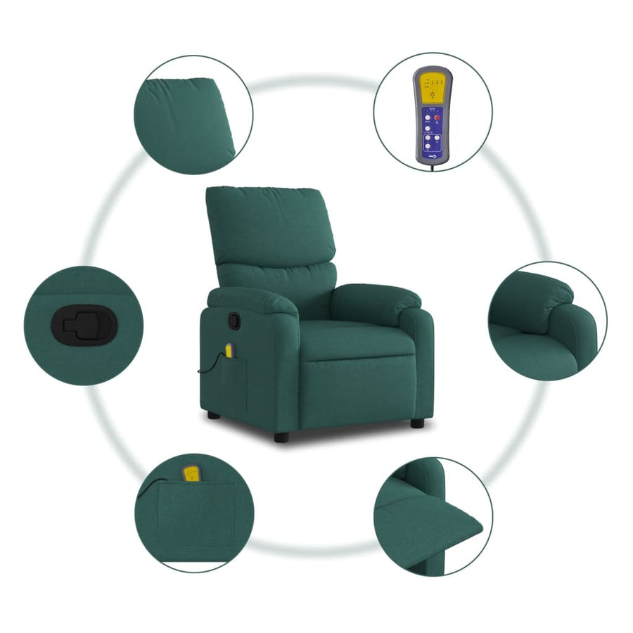 Massagestoel met donkergroene stof
