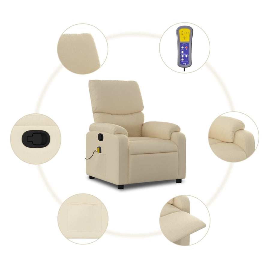 Massagestoel met crèmekleurige stof