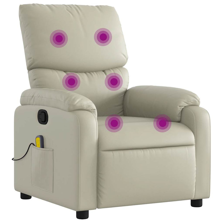 Massagestoel van kunstleer in crèmekleur