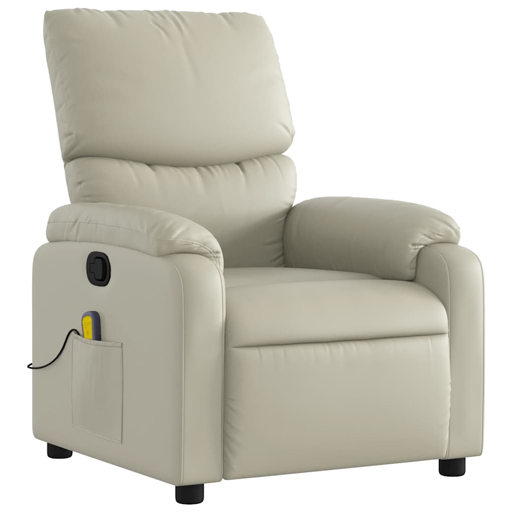 Massagestoel van kunstleer in crèmekleur