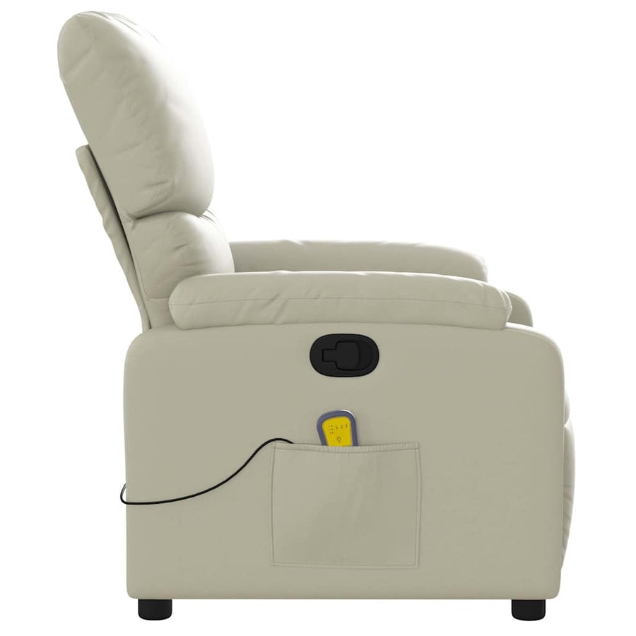 Massagestoel van kunstleer in crèmekleur